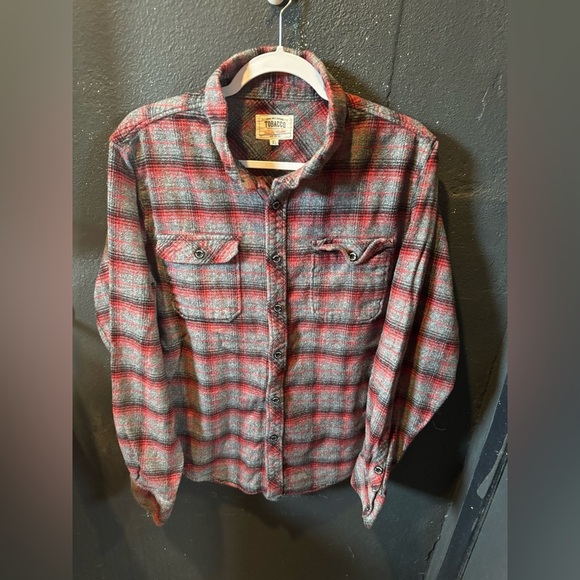 Tobacco Motorwear Co Red and Gray Plaid Shirt XL - Picture 1 of 4